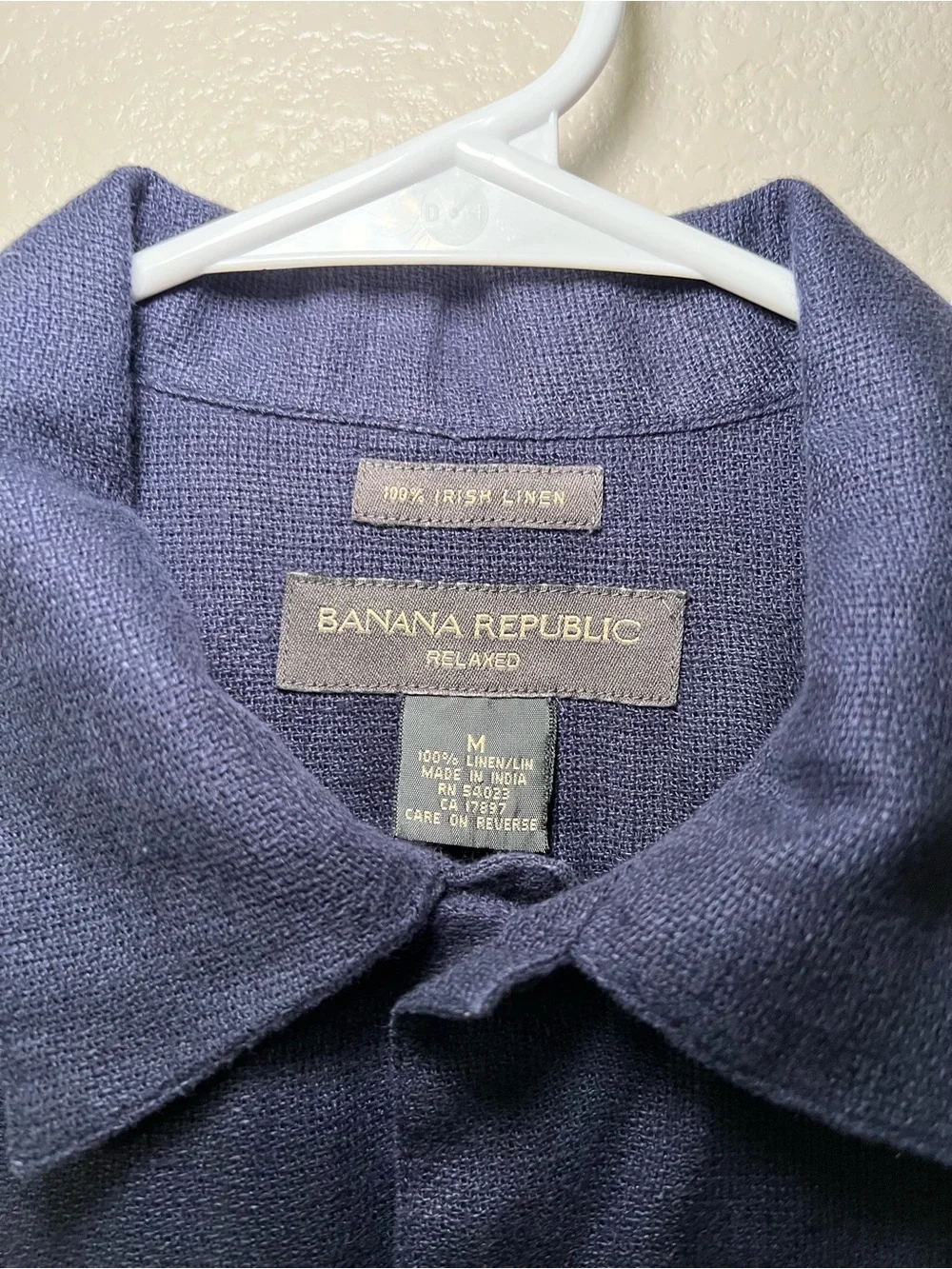 Banana Republic Relaxed 100% Irish Linen Shirt Mens Medium Navy Blue NWOT